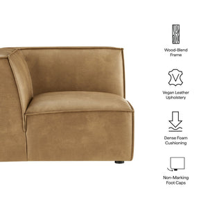 Modway Furniture Restore Modular Corner Armchair Vegan Leather Low Profile Contemporary Sectional Piece Toast EEI-7394-TST