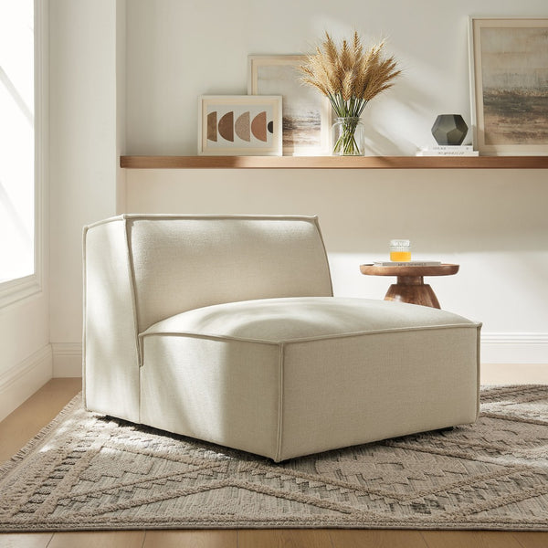 Modway Furniture Restore Modway Armless Modular Chair with Performance Fabric and Pocket Coil Seating Ecru EEI-7395-ECR