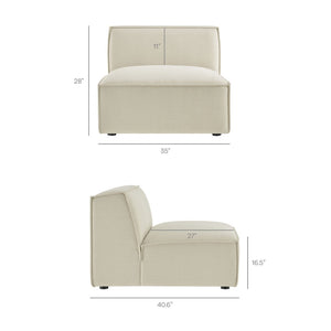 Modway Furniture Restore Modway Armless Modular Chair with Performance Fabric and Pocket Coil Seating Ecru EEI-7395-ECR