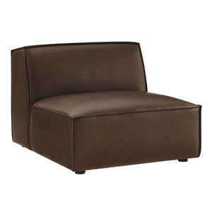 Modway Furniture Restore Modular Armless Lounge Chair Vegan Leather Piped Sectional Seating Espresso EEI-7396-ESP