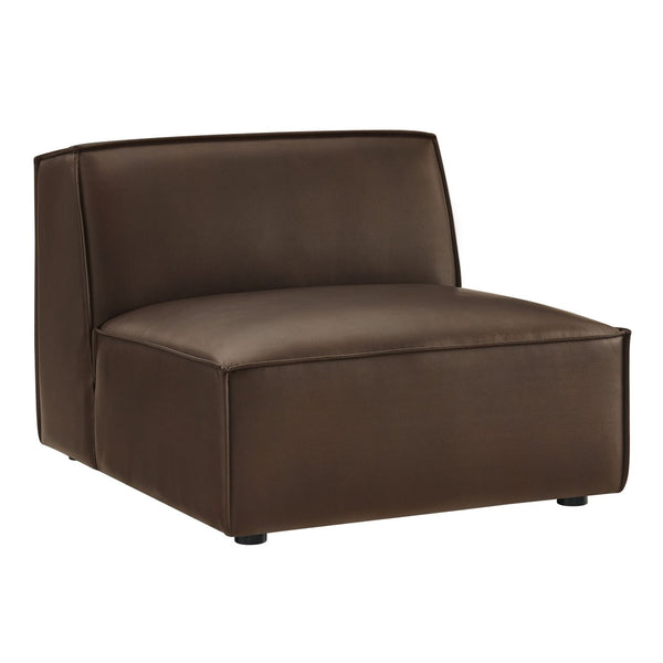 Modway Furniture Restore Modular Armless Lounge Chair Vegan Leather Piped Sectional Seating Espresso EEI-7396-ESP