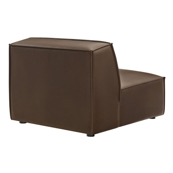 Modway Furniture Restore Modular Armless Lounge Chair Vegan Leather Piped Sectional Seating Espresso EEI-7396-ESP