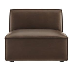 Modway Furniture Restore Modular Armless Lounge Chair Vegan Leather Piped Sectional Seating Espresso EEI-7396-ESP