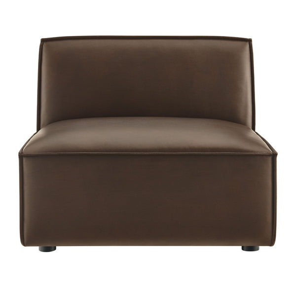 Modway Furniture Restore Modular Armless Lounge Chair Vegan Leather Piped Sectional Seating Espresso EEI-7396-ESP