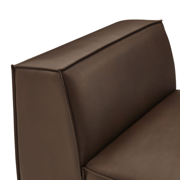 Modway Furniture Restore Modular Armless Lounge Chair Vegan Leather Piped Sectional Seating Espresso EEI-7396-ESP