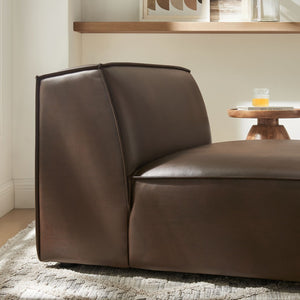 Modway Furniture Restore Modular Armless Lounge Chair Vegan Leather Piped Sectional Seating Espresso EEI-7396-ESP