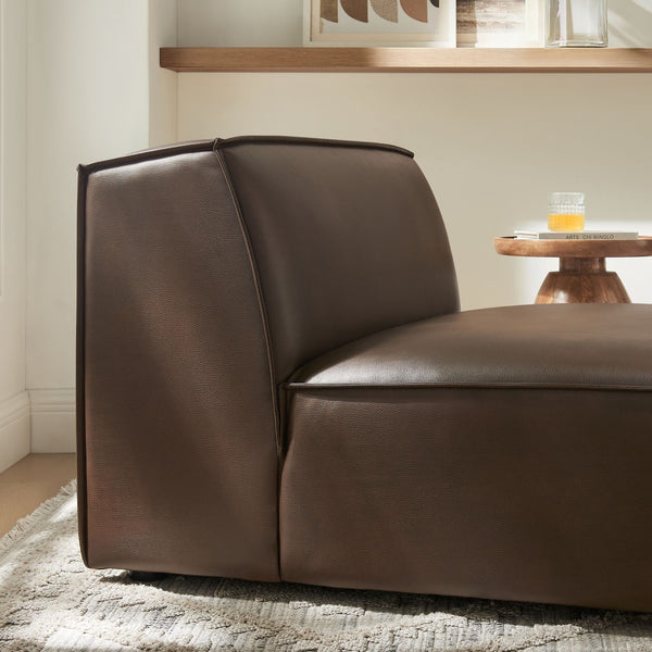 Modway Furniture Restore Modular Armless Lounge Chair Vegan Leather Piped Sectional Seating Espresso EEI-7396-ESP