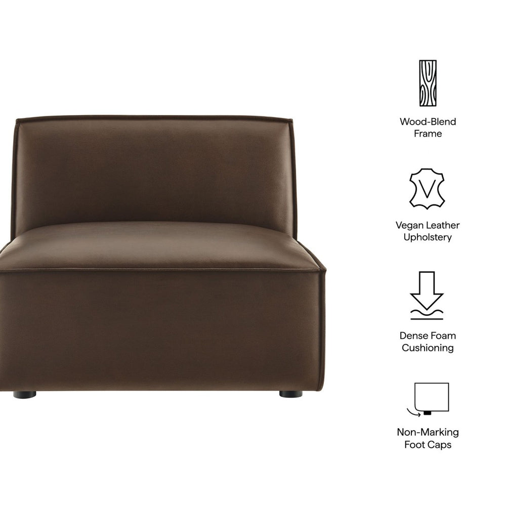 Modway Furniture Restore Modular Armless Lounge Chair Vegan Leather Piped Sectional Seating Espresso EEI-7396-ESP