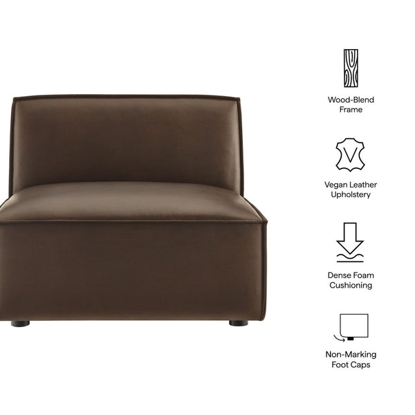 Modway Furniture Restore Modular Armless Lounge Chair Vegan Leather Piped Sectional Seating Espresso EEI-7396-ESP