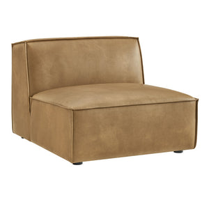 Modway Furniture Restore Modular Armless Lounge Chair Vegan Leather Piped Sectional Seating Toast EEI-7396-TST