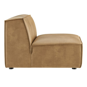 Modway Furniture Restore Modular Armless Lounge Chair Vegan Leather Piped Sectional Seating Toast EEI-7396-TST