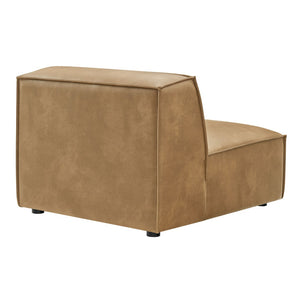 Modway Furniture Restore Modular Armless Lounge Chair Vegan Leather Piped Sectional Seating Toast EEI-7396-TST