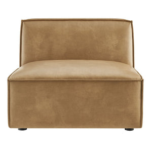 Modway Furniture Restore Modular Armless Lounge Chair Vegan Leather Piped Sectional Seating Toast EEI-7396-TST