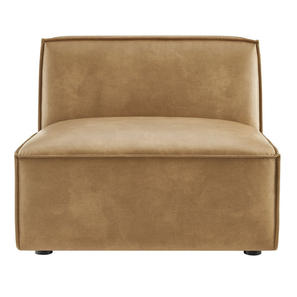Modway Furniture Restore Modular Armless Lounge Chair Vegan Leather Piped Sectional Seating Toast EEI-7396-TST