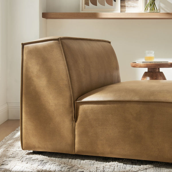 Modway Furniture Restore Modular Armless Lounge Chair Vegan Leather Piped Sectional Seating Toast EEI-7396-TST