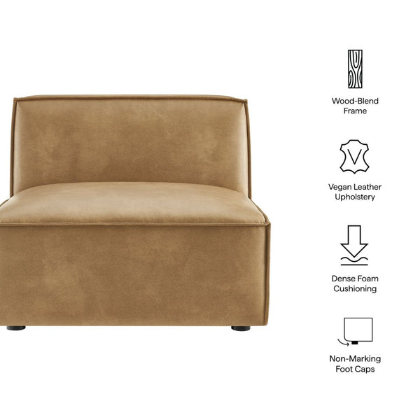 Modway Furniture Restore Modular Armless Lounge Chair Vegan Leather Piped Sectional Seating Toast EEI-7396-TST