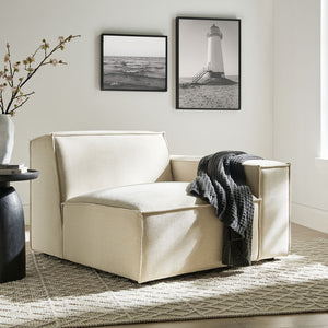 Modway Furniture Restore Modular Lounge Chair with Performance Fabric Piped Trim for Modern Living Ecru EEI-7397-ECR