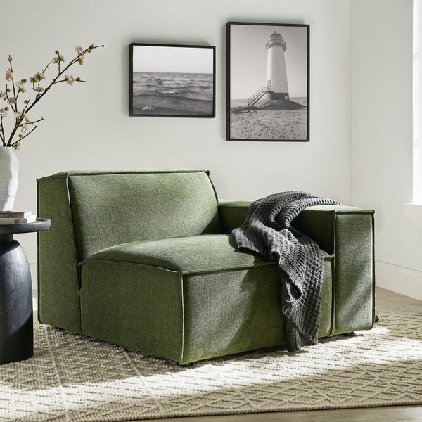 Modway Furniture Restore Modular Lounge Chair with Performance Fabric Piped Trim for Modern Living Foliage EEI-7397-FOL