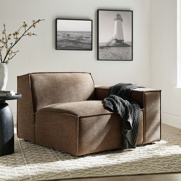 Modway Furniture Restore Modular Lounge Chair with Performance Fabric Piped Trim for Modern Living Mocha EEI-7397-MOC
