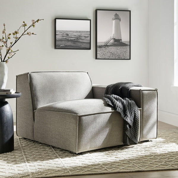 Modway Furniture Restore Modular Lounge Chair with Performance Fabric Piped Trim for Modern Living Pewter EEI-7397-PEW