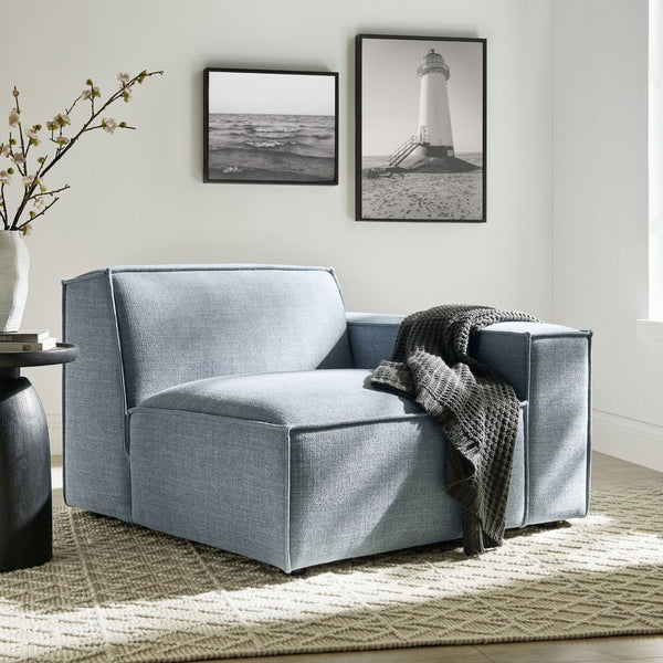 Modway Furniture Restore Modular Lounge Chair with Performance Fabric Piped Trim for Modern Living Sky EEI-7397-SKY