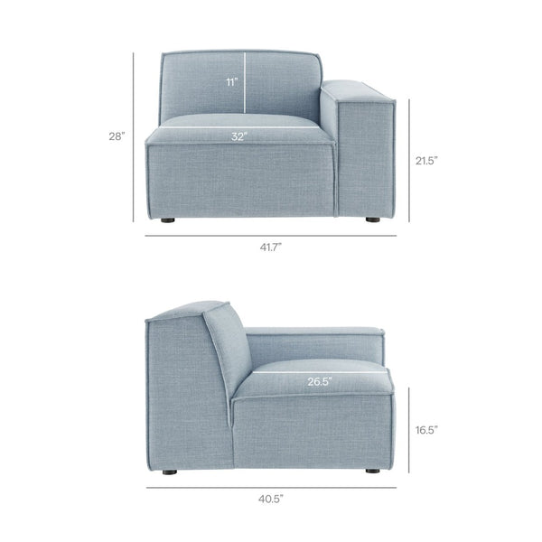 Modway Furniture Restore Modular Lounge Chair with Performance Fabric Piped Trim for Modern Living Sky EEI-7397-SKY
