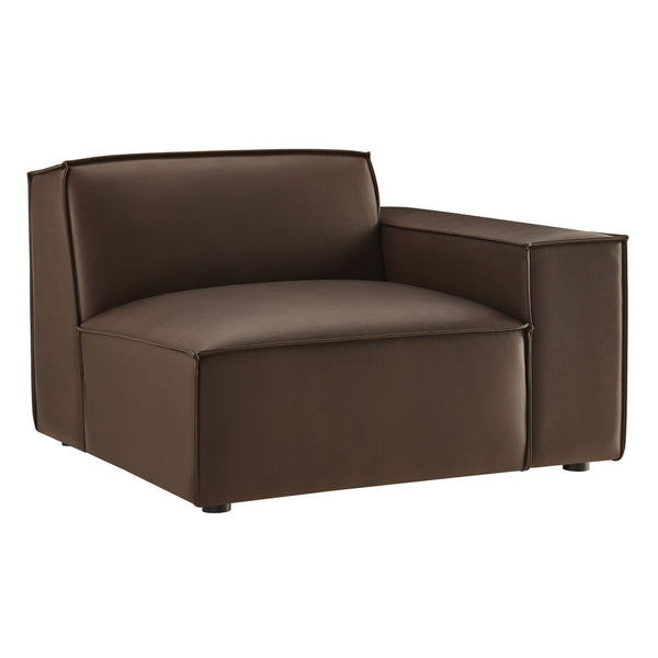 Modway Furniture Restore Modular Lounge Chair Vegan Leather Low Profile French Piping Living Room Espresso EEI-7398-ESP