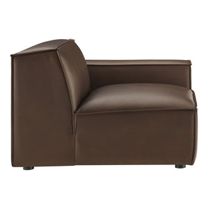 Modway Furniture Restore Modular Lounge Chair Vegan Leather Low Profile French Piping Living Room Espresso EEI-7398-ESP