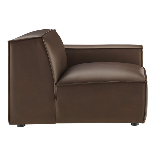 Modway Furniture Restore Modular Lounge Chair Vegan Leather Low Profile French Piping Living Room Espresso EEI-7398-ESP