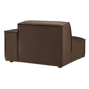 Modway Furniture Restore Modular Lounge Chair Vegan Leather Low Profile French Piping Living Room Espresso EEI-7398-ESP