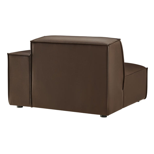 Modway Furniture Restore Modular Lounge Chair Vegan Leather Low Profile French Piping Living Room Espresso EEI-7398-ESP