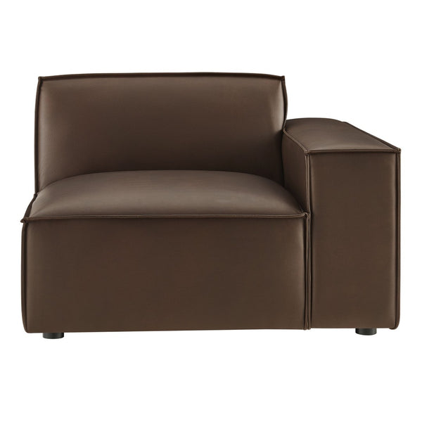 Modway Furniture Restore Modular Lounge Chair Vegan Leather Low Profile French Piping Living Room Espresso EEI-7398-ESP