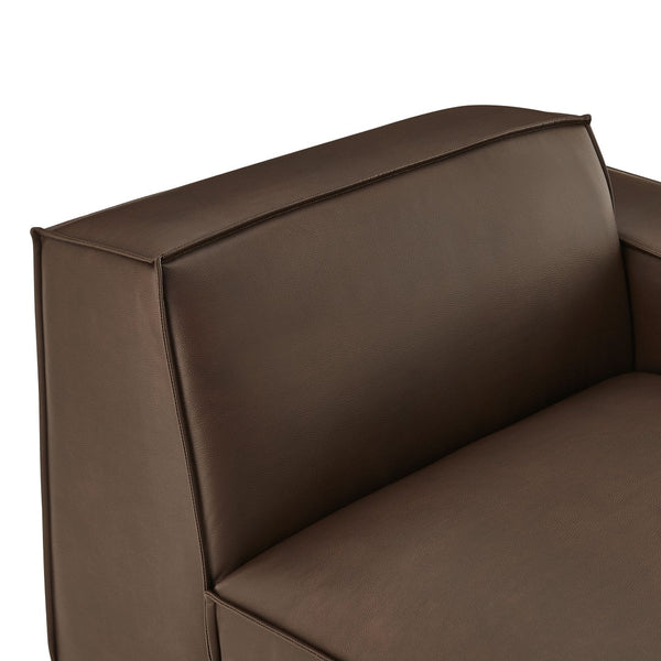 Modway Furniture Restore Modular Lounge Chair Vegan Leather Low Profile French Piping Living Room Espresso EEI-7398-ESP