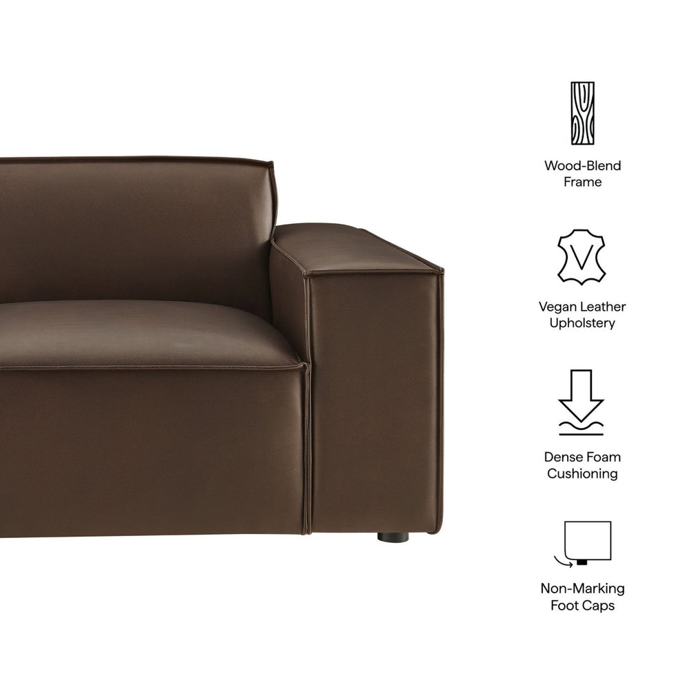 Modway Furniture Restore Modular Lounge Chair Vegan Leather Low Profile French Piping Living Room Espresso EEI-7398-ESP