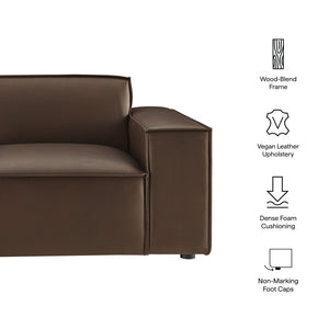 Modway Furniture Restore Modular Lounge Chair Vegan Leather Low Profile French Piping Living Room Espresso EEI-7398-ESP