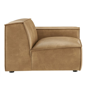 Modway Furniture Restore Modular Lounge Chair Vegan Leather Low Profile French Piping Living Room Toast EEI-7398-TST