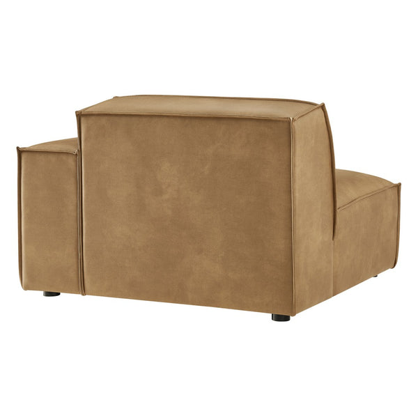 Modway Furniture Restore Modular Lounge Chair Vegan Leather Low Profile French Piping Living Room Toast EEI-7398-TST