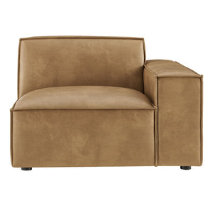 Modway Furniture Restore Modular Lounge Chair Vegan Leather Low Profile French Piping Living Room Toast EEI-7398-TST