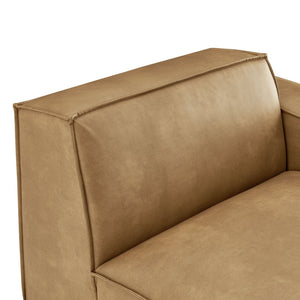 Modway Furniture Restore Modular Lounge Chair Vegan Leather Low Profile French Piping Living Room Toast EEI-7398-TST