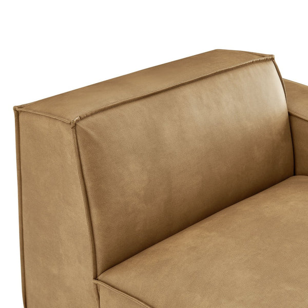 Modway Furniture Restore Modular Lounge Chair Vegan Leather Low Profile French Piping Living Room Toast EEI-7398-TST