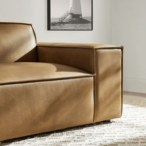 Modway Furniture Restore Modular Lounge Chair Vegan Leather Low Profile French Piping Living Room Toast EEI-7398-TST