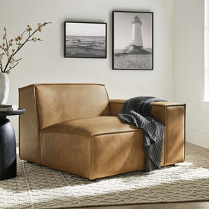 Modway Furniture Restore Modular Lounge Chair Vegan Leather Low Profile French Piping Living Room Toast EEI-7398-TST