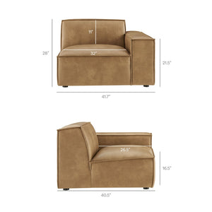 Modway Furniture Restore Modular Lounge Chair Vegan Leather Low Profile French Piping Living Room Toast EEI-7398-TST