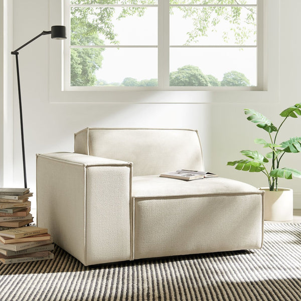 Modway Furniture Restore Modway Low Profile Modular Lounge Chair with Performance Fabric Piped Cushions Ecru EEI-7399-ECR