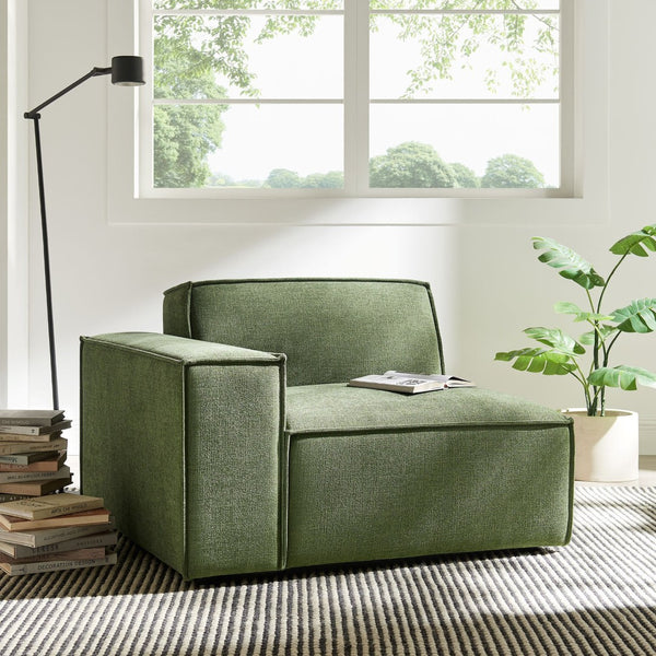 Modway Furniture Restore Modway Low Profile Modular Lounge Chair with Performance Fabric Piped Cushions Foliage EEI-7399-FOL