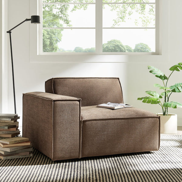 Modway Furniture Restore Modway Low Profile Modular Lounge Chair with Performance Fabric Piped Cushions Mocha EEI-7399-MOC