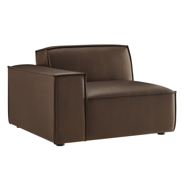 Modway Furniture Restore Modway Vegan Leather Modular Lounge Chair with French Piping Living Room Espresso EEI-7400-ESP