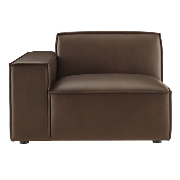 Modway Furniture Restore Modway Vegan Leather Modular Lounge Chair with French Piping Living Room Espresso EEI-7400-ESP
