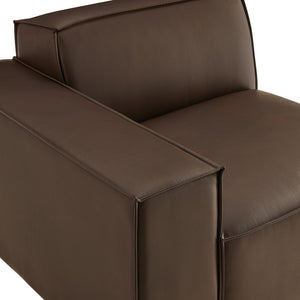 Modway Furniture Restore Modway Vegan Leather Modular Lounge Chair with French Piping Living Room Espresso EEI-7400-ESP