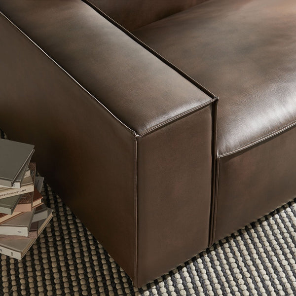Modway Furniture Restore Modway Vegan Leather Modular Lounge Chair with French Piping Living Room Espresso EEI-7400-ESP